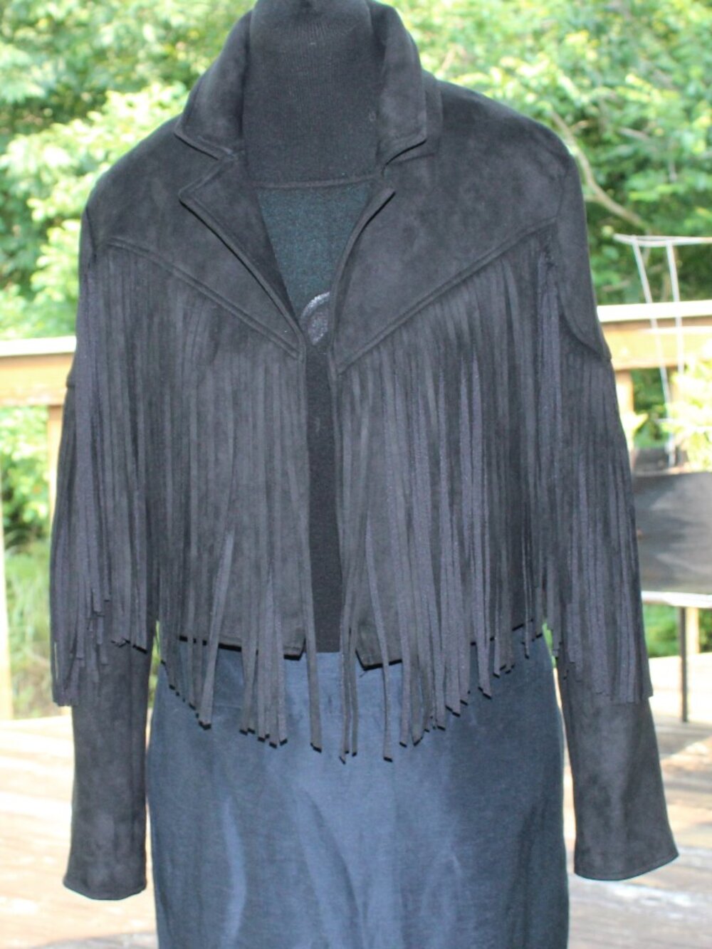 Cropped Jacket with Fringe Tassels Faux Suede *Motorcycle * Western * Festival*